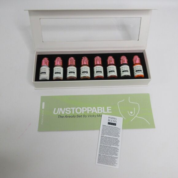 Perma Blend Luxe Unstoppable Areola Set Vicky Martin Pigments Ink 8 x 0.5OZ/15ML - Picture 2 of 8